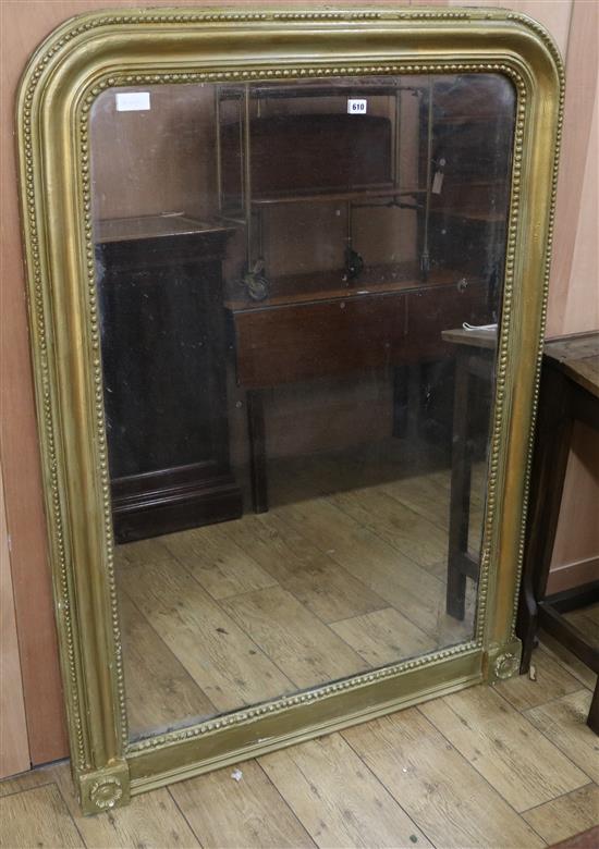 A gilt frame overmantel mirror, H.143cm